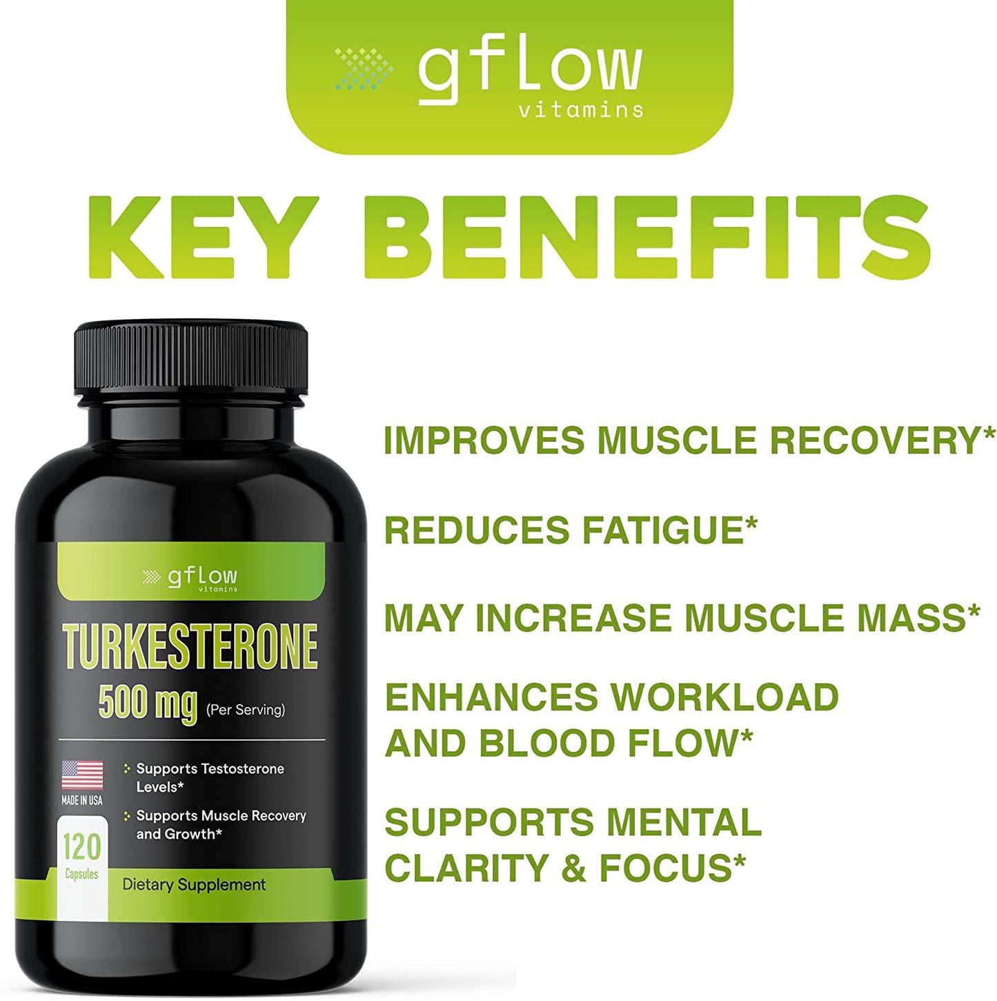 Turkesterone - 500 mg (Ajuga Turkestanica Extract Std. to 10% Turkesterone) Similar to Ecdysterone - Promotes Strength, Endurance, Muscle Growth - Highly Bioavailable and Plant Based - 4 Months Supply