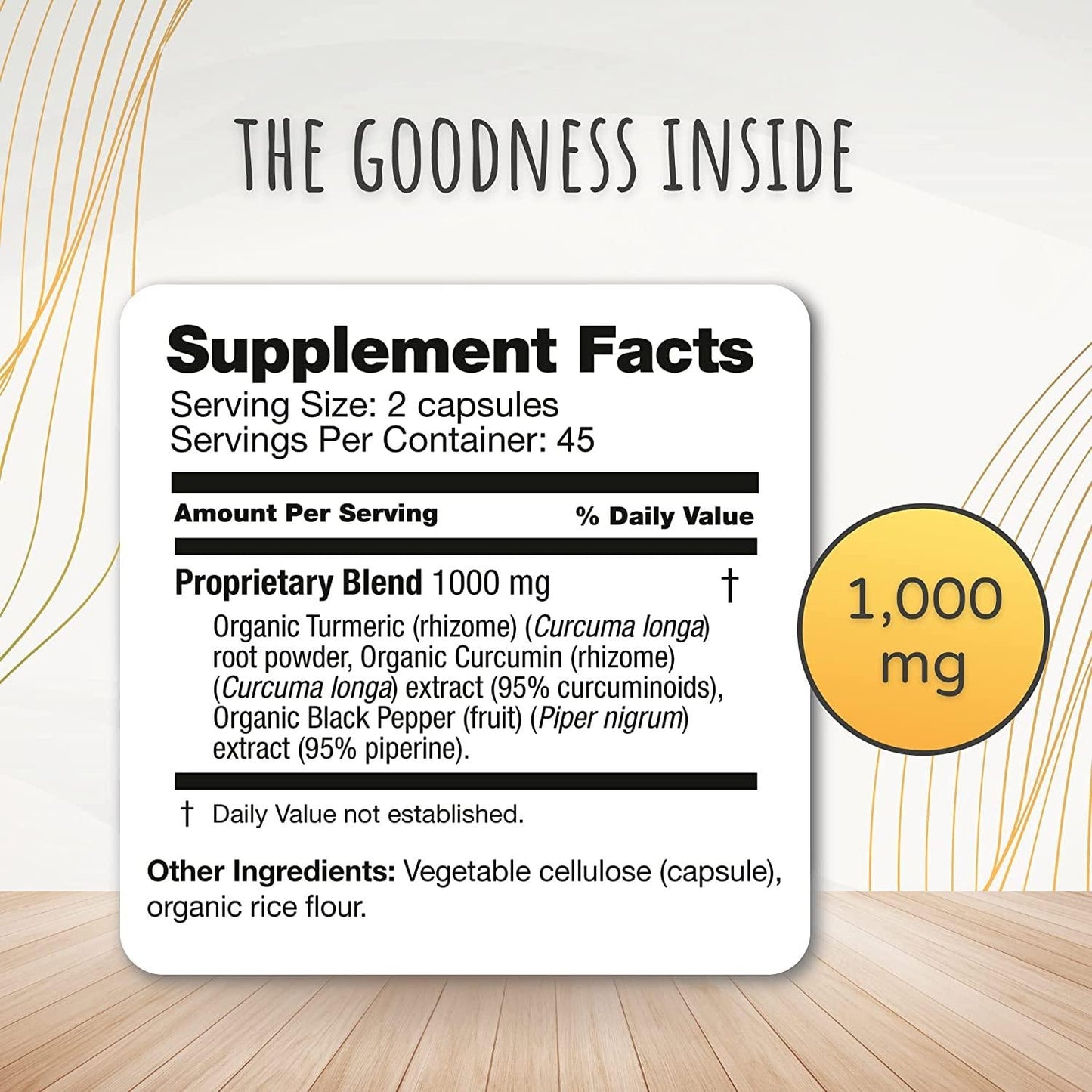 Turmeric Curcumin 1000mg | 90 Capsules | Fortified with Organic Curcuminoids and Organic Black Pepper Extract | Lab Tested for Purity | Anti-inflammatory Supplement | by Feelgood Superfoods