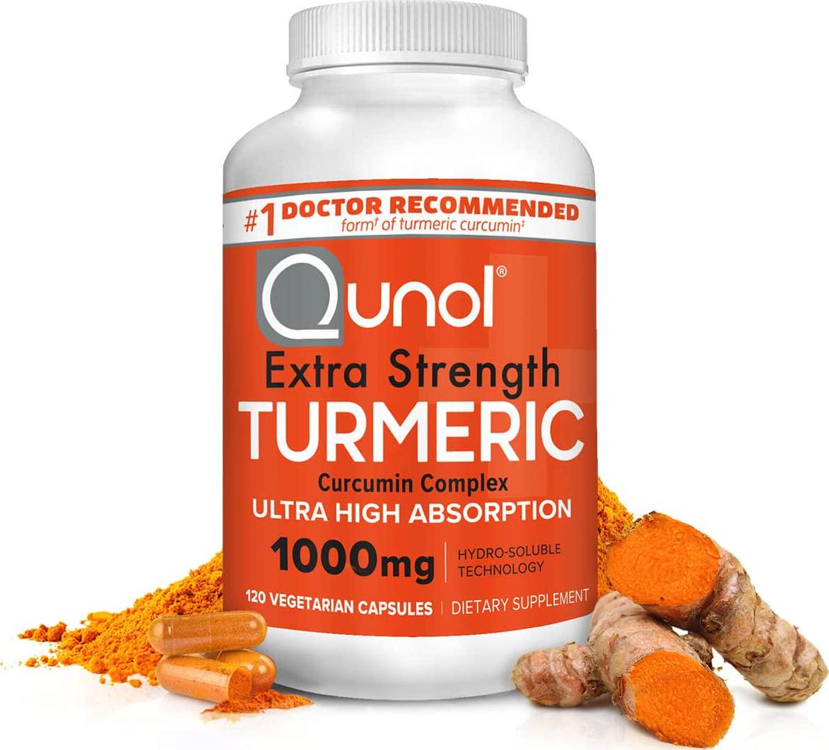 Turmeric Curcumin Capsules, Qunol with Ultra High Absorption 1000mg, Joint Support, Dietary Supplement, Extra Strength, 120 Vegetarian Capsules