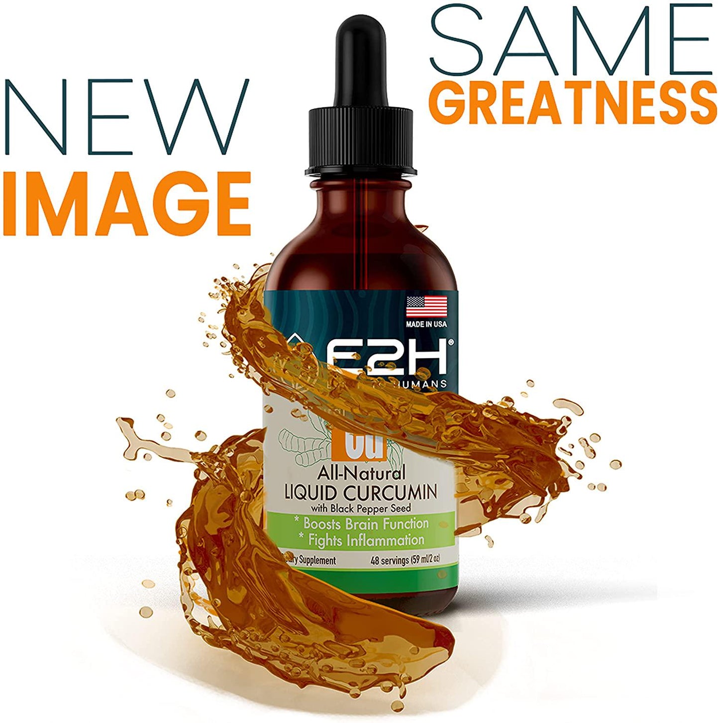 Turmeric Curcumin Drops with Black Pepper - All-Natural Inflammation Support - Boost your Health - Fights Joint Pain - Liquid Turmeric for Better Absorption than Tablet Supplements - 48 Servings