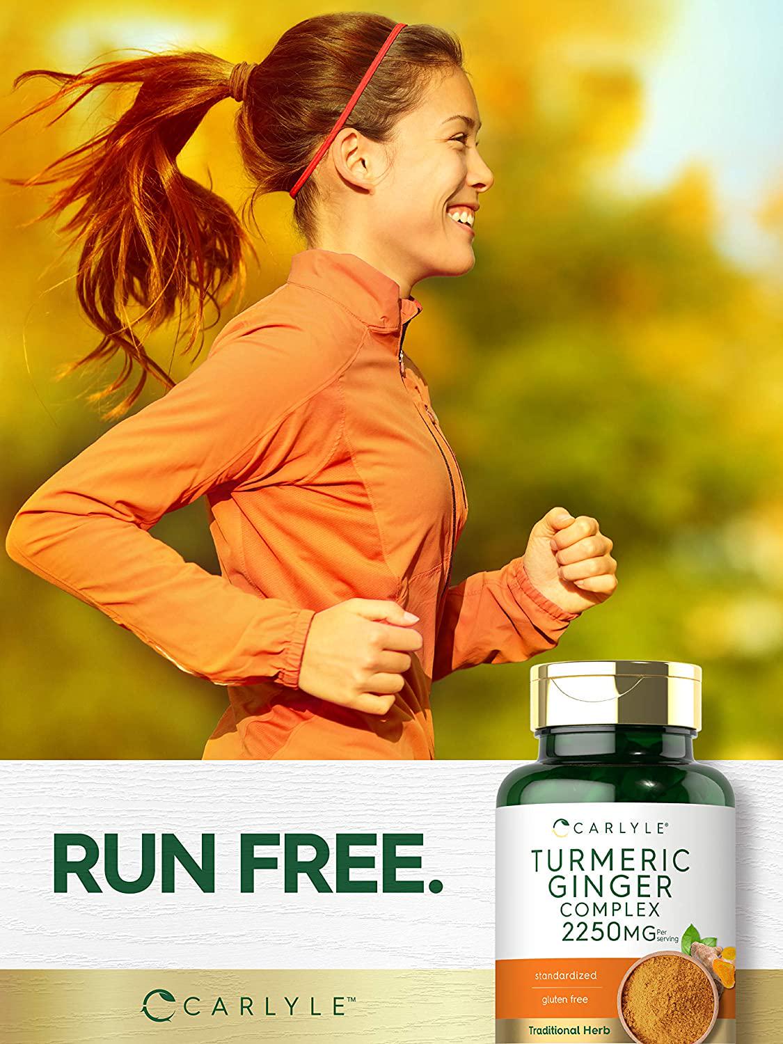 Turmeric Curcumin and Ginger Complex | 2250 mg | 120 Capsules | Vegetarian, Non-GMO, Gluten Free Supplement | by Carlyle