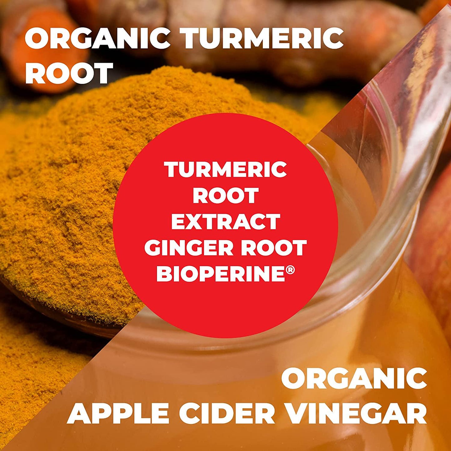 Turmeric and Apple Cider Vinegar Capsules with Ginger and Bioperine. Health Supplement for Joint Support, Boost Metabolism and Aid Digestive Health. 60 Gluten Free, Non-GMO, Vegan Pills