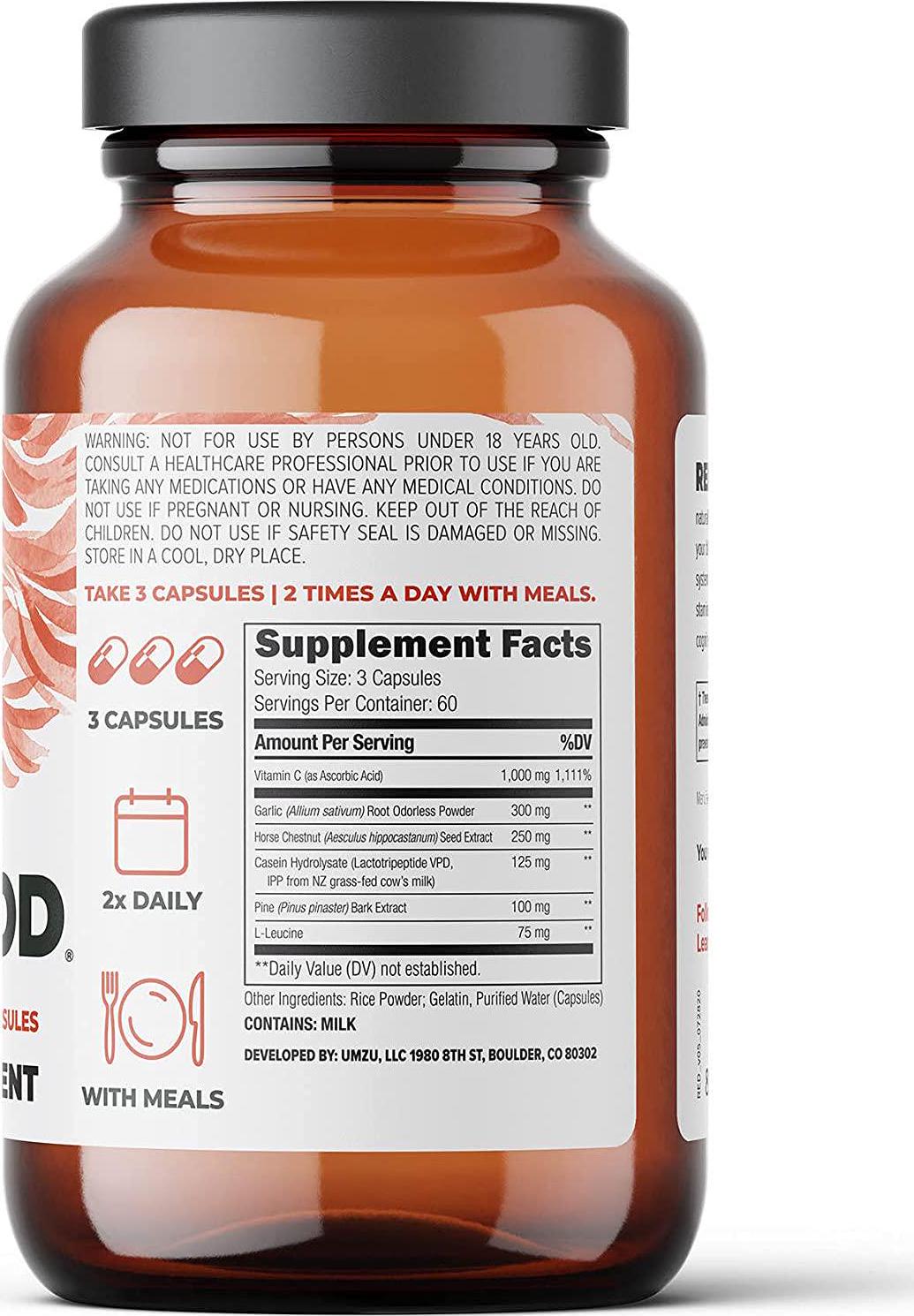 UMZU: Redwood, Nitric Oxide Booster Capsules - 30 Day Supply - N.O. Supplement for Circulatory Support