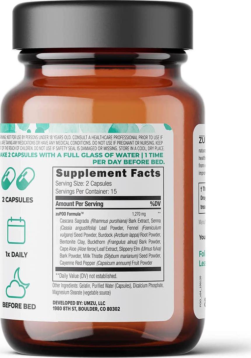 UMZU zuPoo 15-Day Supply - Relief from Temporary Bloating - Gentle Laxative Properties - Can Flush Toxins - Support Weight Management - USA Made