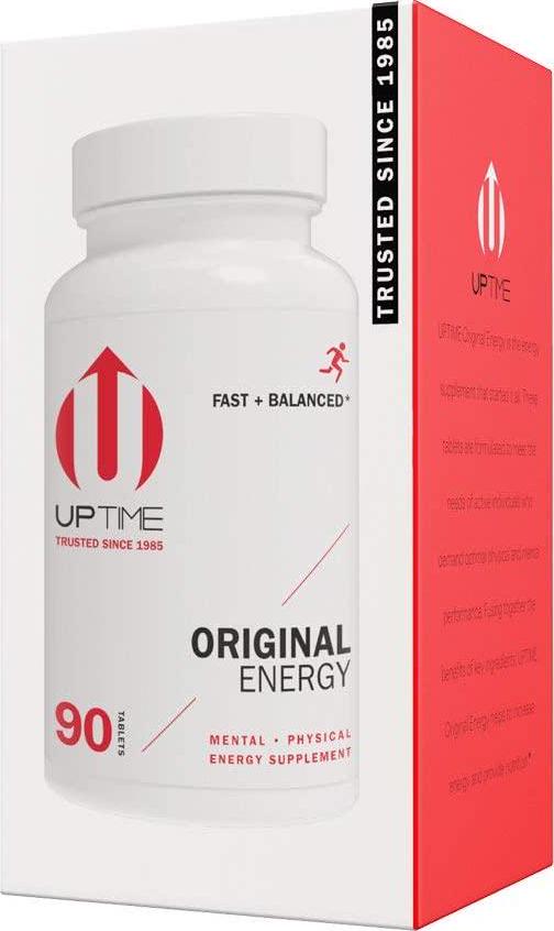 UPTIME - Premium Energy Caffeine Supplement - Original Blend Tablets - 90ct Bottle - Zero Calories