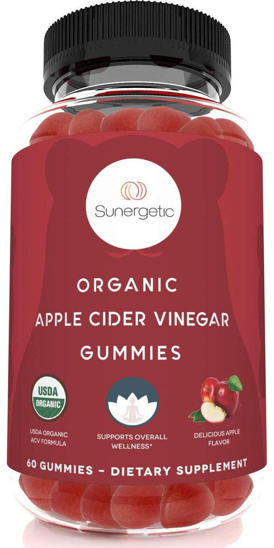 USDA Organic Apple Cider Vinegar Gummies With The Mother Organic ACV Gummies To Support Overall Wellness Certified Organic, Non-GMO and Vegan - 60 Apple Cider Vinegar Gummies