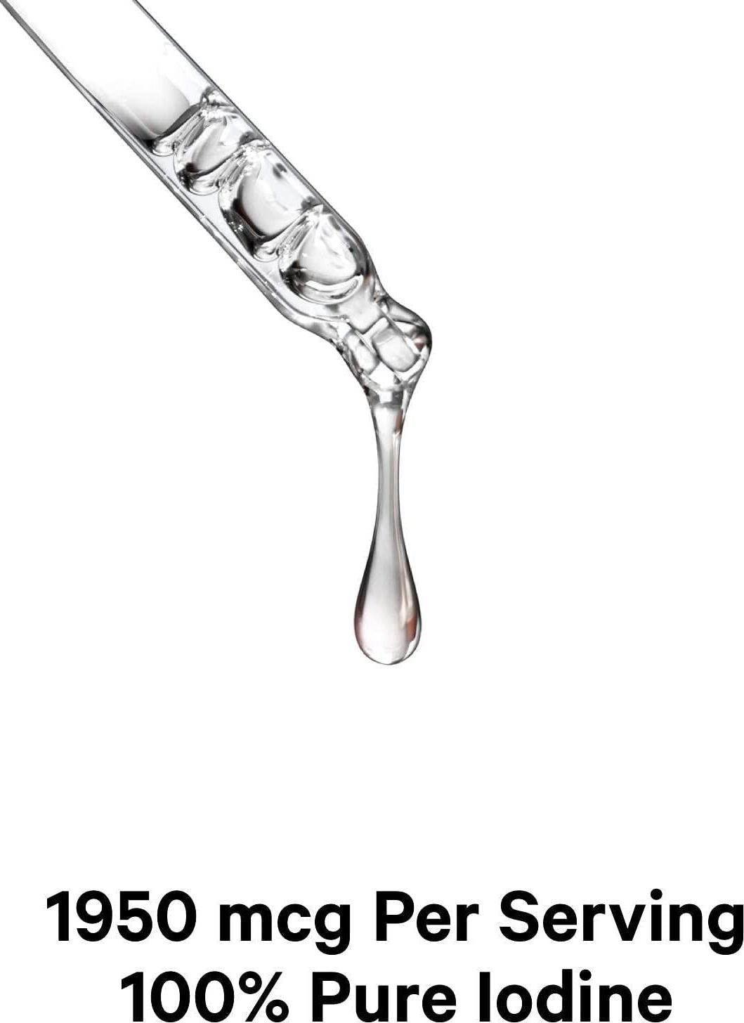 USDA Organic Iodine Drops 250 Mcg - 1+ Year Supply - Nascent Liquid Iodine Supplement Iodine Drops Solution - Pure, Clear Iodine - Vegan Iodine Liquid Drop - 2oz