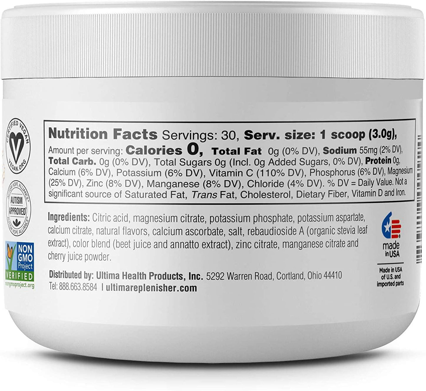 Ultima Replenisher, Electrolyte Hydration Powder, Pink Lemonade, 30 Serving Tub - Sugar Free, 0 Calories, 0 Carbs - Gluten-Free, Keto, Non-GMO, Vegan