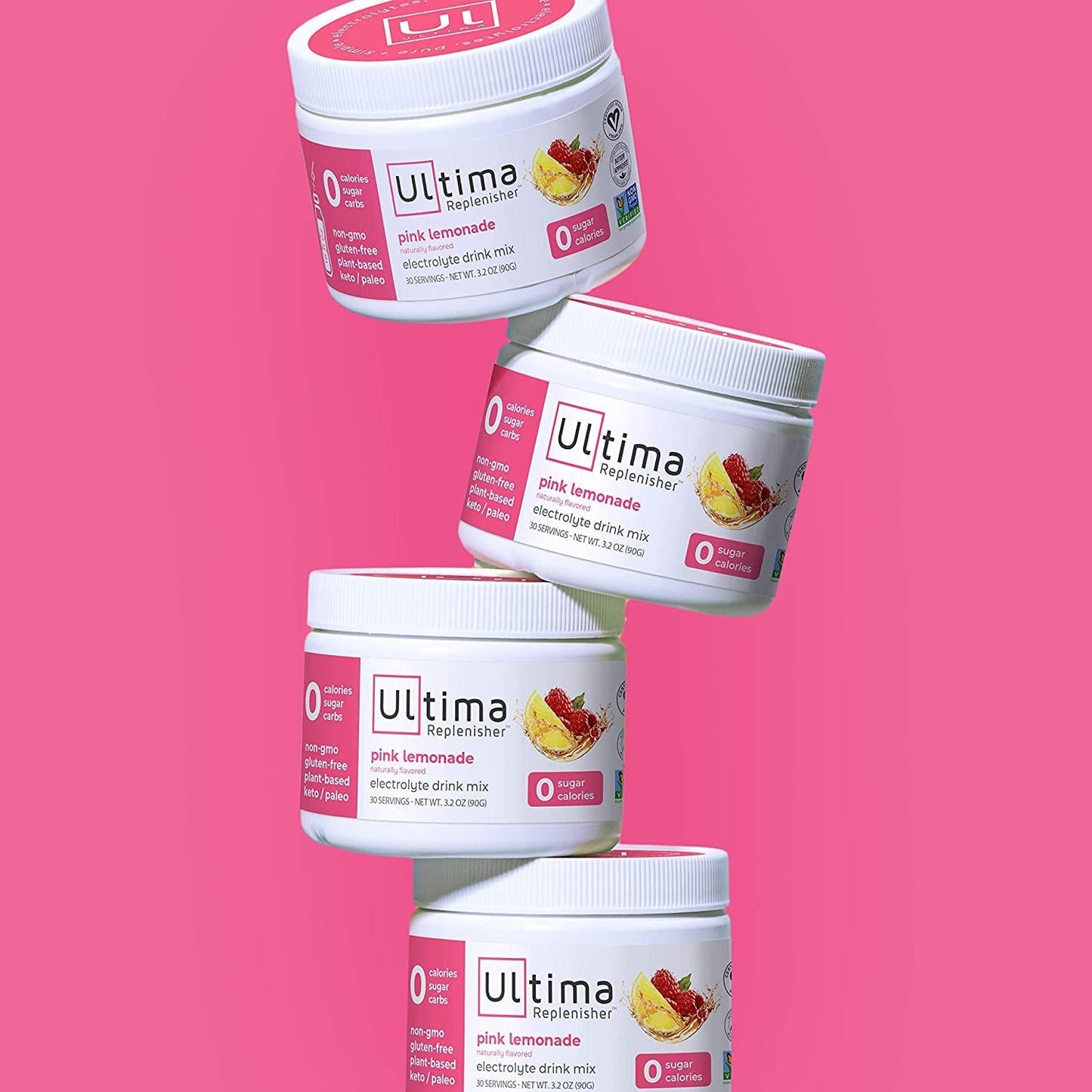 Ultima Replenisher, Electrolyte Hydration Powder, Pink Lemonade, 30 Serving Tub - Sugar Free, 0 Calories, 0 Carbs - Gluten-Free, Keto, Non-GMO, Vegan