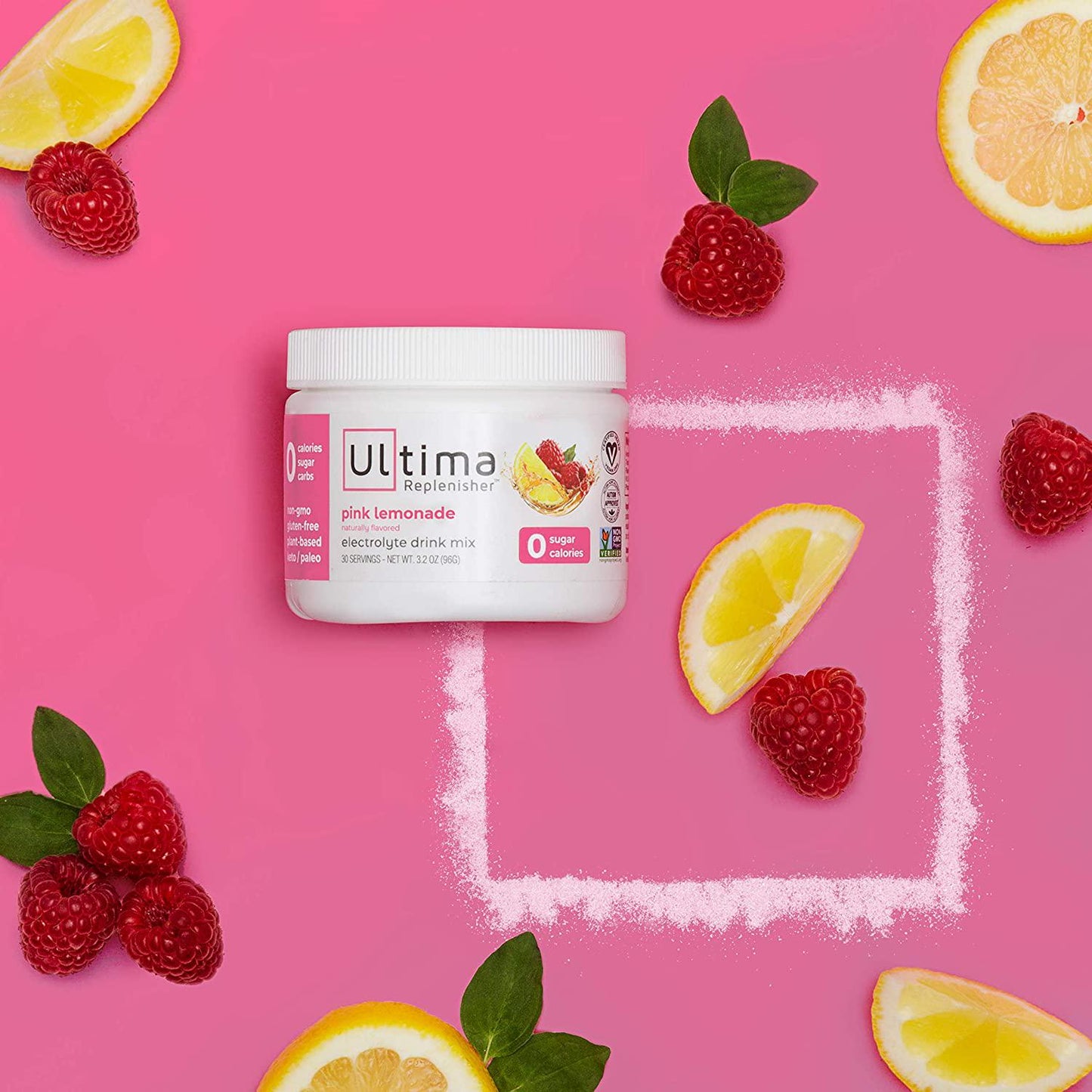 Ultima Replenisher, Electrolyte Hydration Powder, Pink Lemonade, 30 Serving Tub - Sugar Free, 0 Calories, 0 Carbs - Gluten-Free, Keto, Non-GMO, Vegan