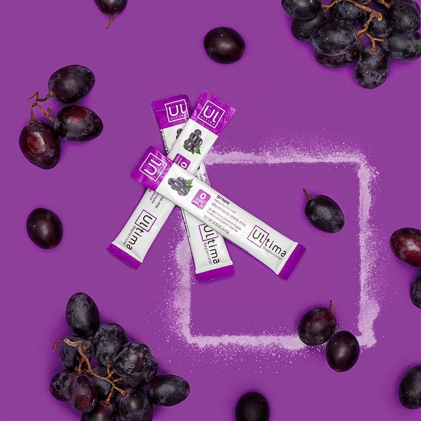 Ultima Replenisher Hydrating Electrolyte Powder, Grape, 20 Count Box, no Sugar, no Carbs, no Calories, Keto, Gluten-Free, Non-GMO, Vegan