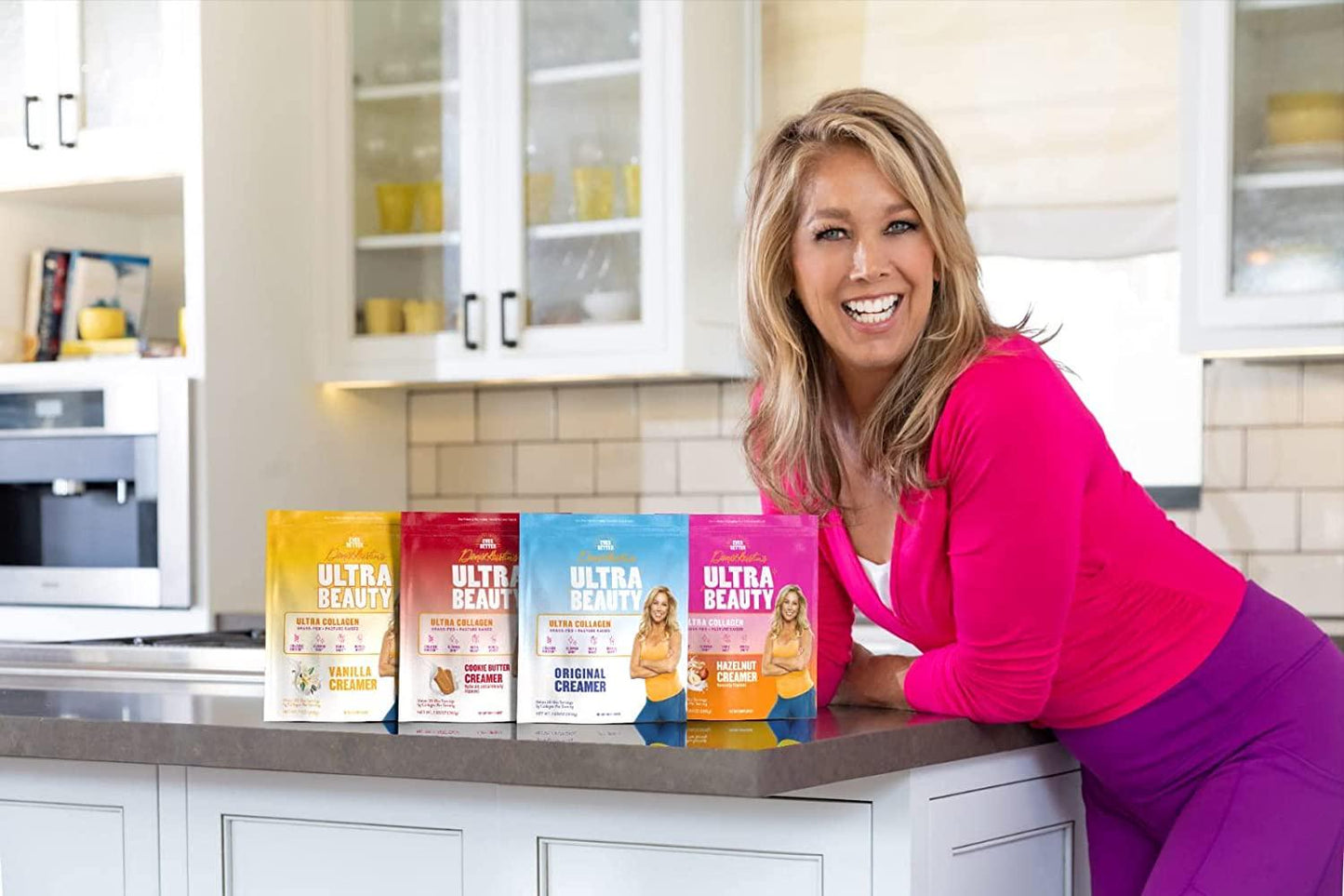 Ultra-Beauty Collagen Creamer by Denise Austin's, Vanilla Flavor (7.4 oz Bag - 20 Servings) Grass Fed Peptides and Essential Vitamins for Skin Hair Nail Joint Health