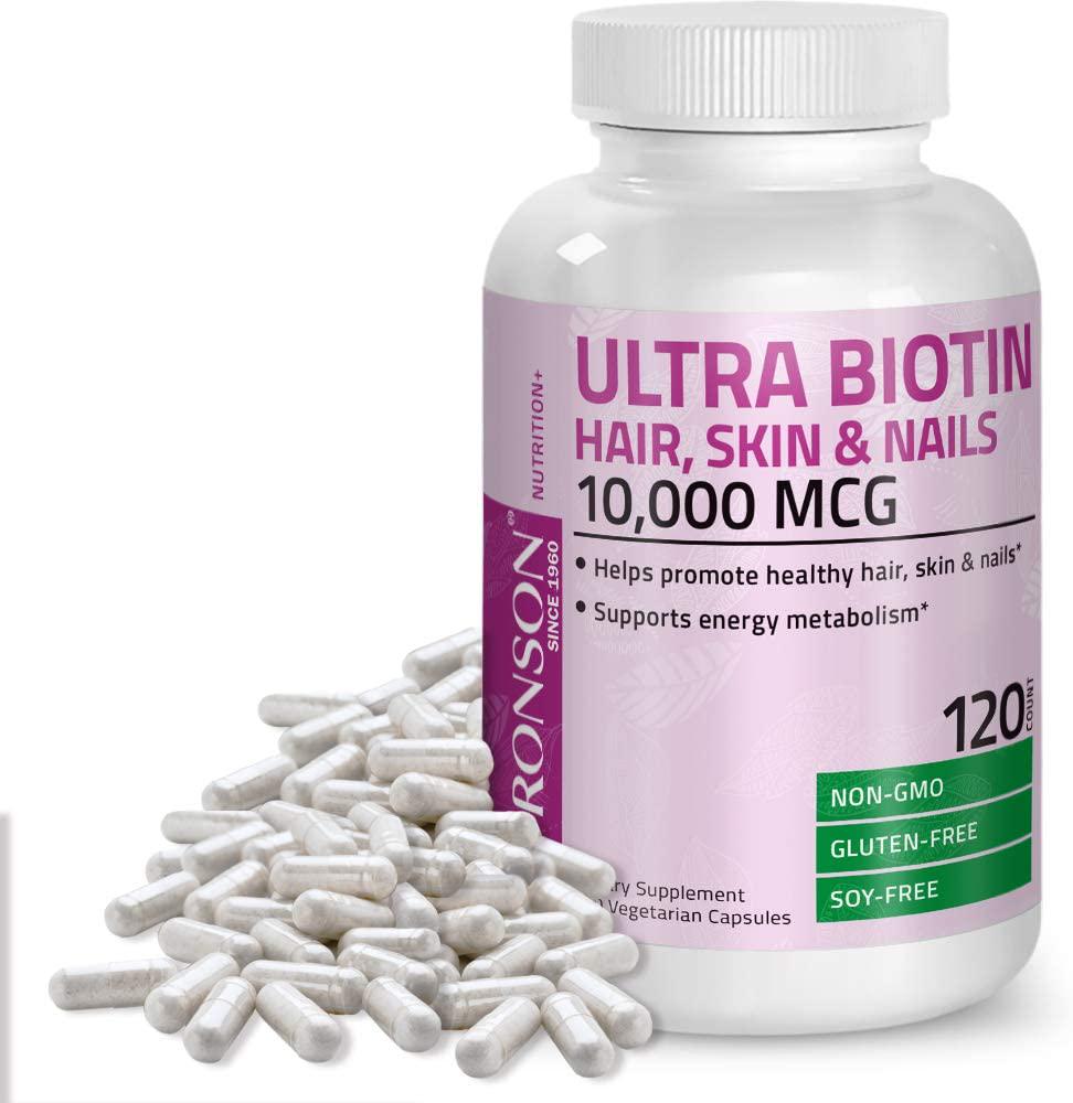 Ultra Biotin 10,000 Mcg Hair Skin and Nails Supplement, Non-GMO, 120 Vegetarian Capsules
