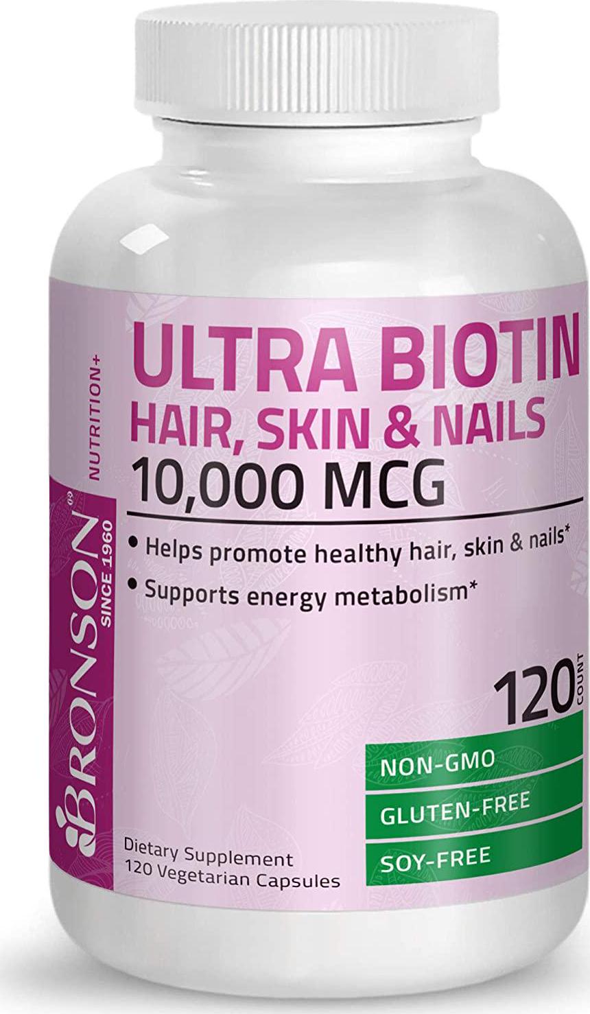 Ultra Biotin 10,000 Mcg Hair Skin and Nails Supplement, Non-GMO, 120 Vegetarian Capsules