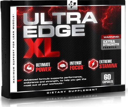 Ultra Edge XL - BCAA Bodybuilding Supplement -- Nitric Oxide Booster for Maximum Muscle Growth - Recovery - and Intensified Workouts - with Amino Acids L Glutamine - L Arginine (60 Capsules)