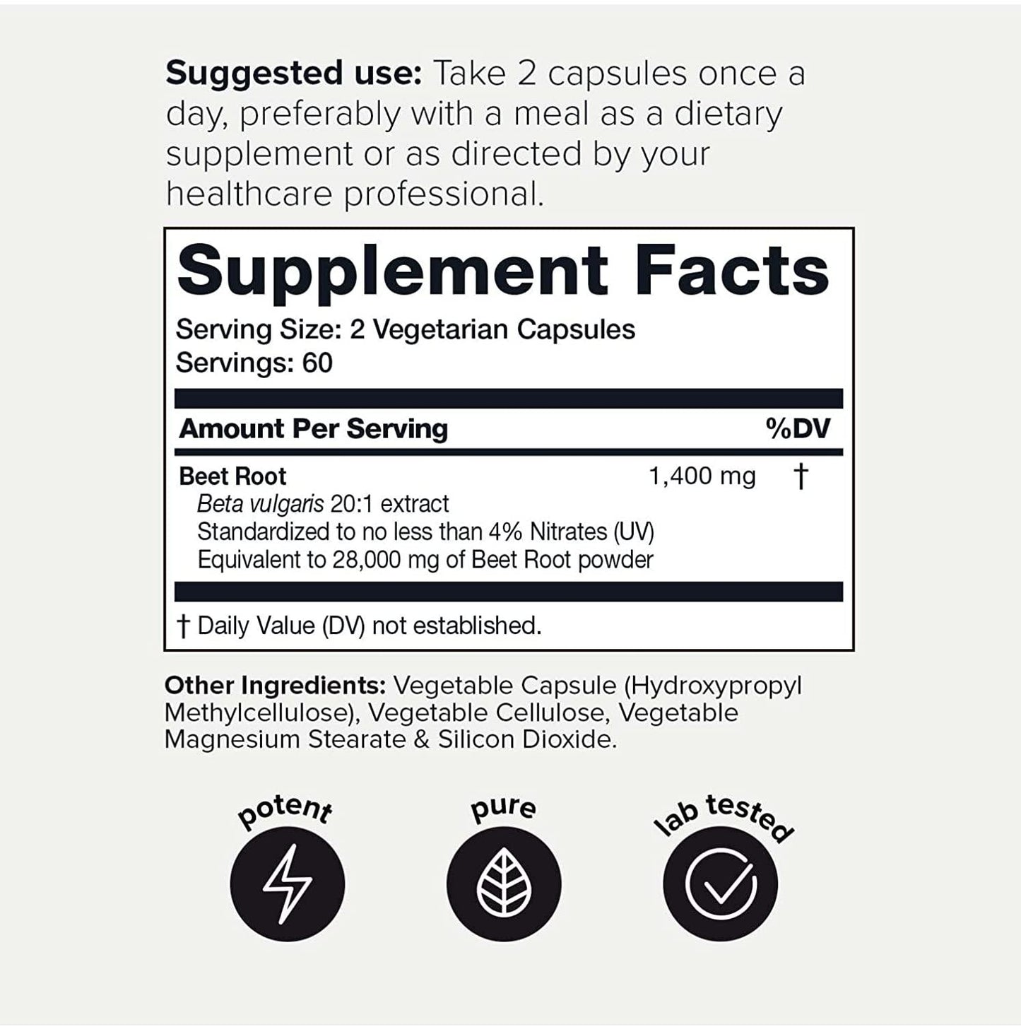 Ultra High Strength Beet Root Capsules - 4% Nitrates - 1400mg - The Strongest The Strongest Nitric Oxide Booster Available Available - 120 Caps