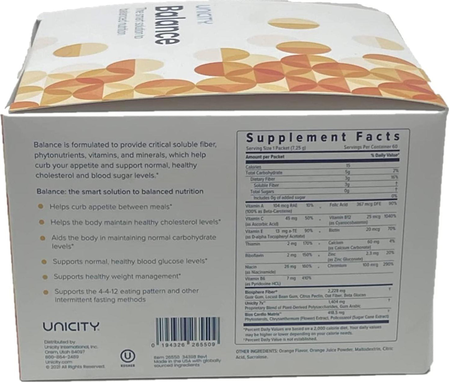 Unicity Balance for Cholesterol 60 packets-15 oz Packets(Replaces Bios Life Slim)(New Package)