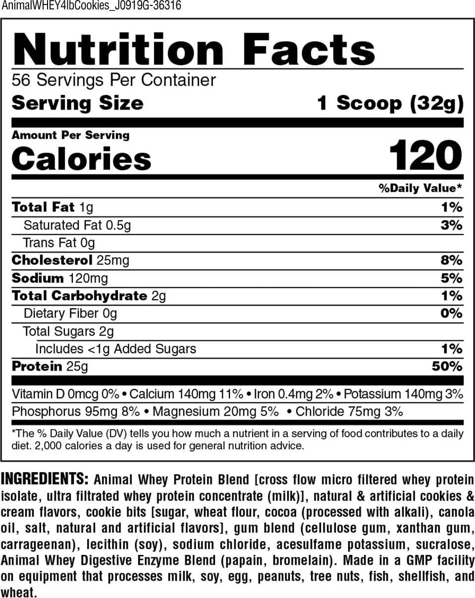 Universal Nutrition Animal Whey Isolate Loaded Whey Protein Powder Supplement, Cookies and Cream, 4 Pound