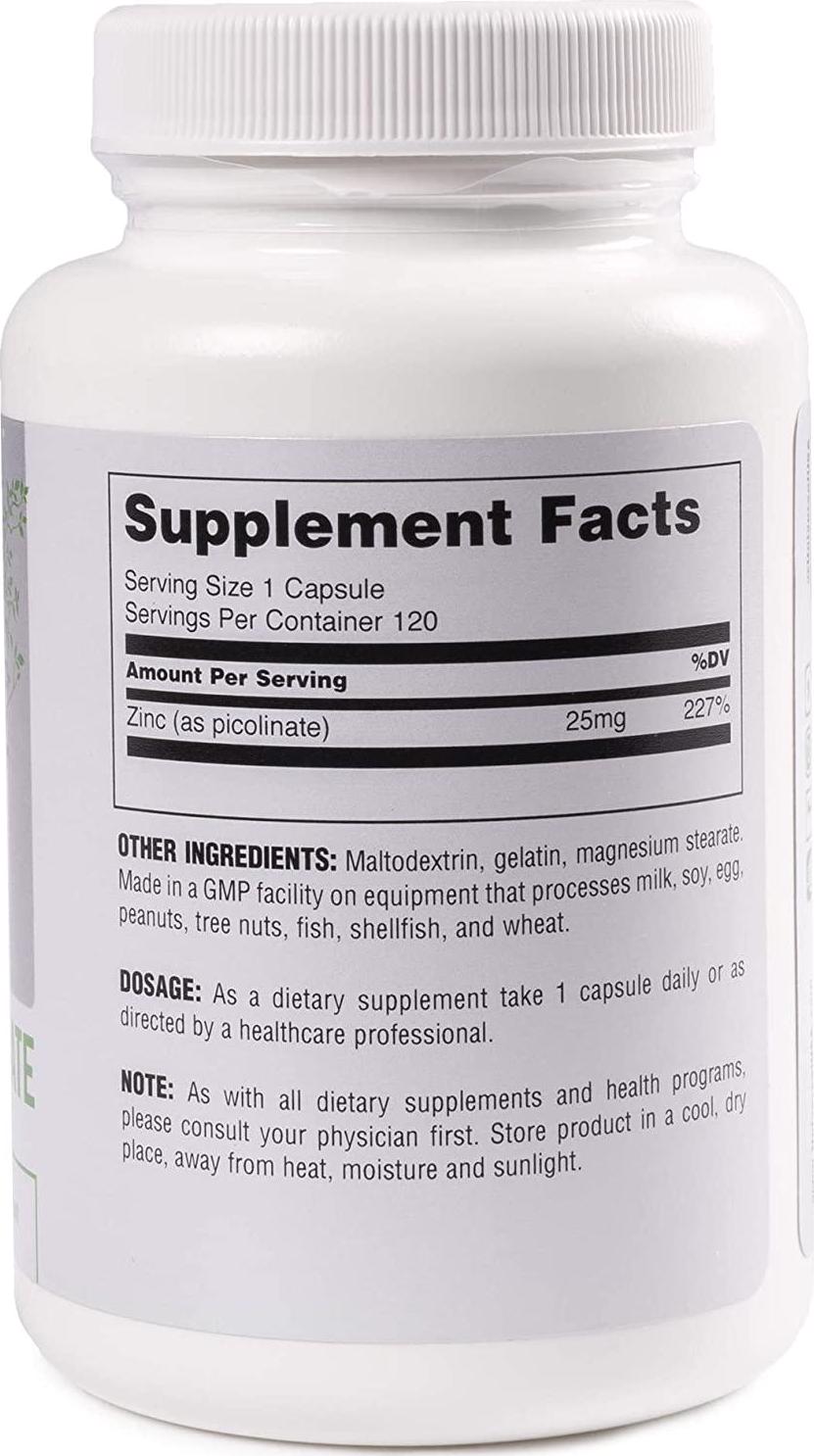 Universal Nutrition Zinc Picolinate - 25mg of Zinc Picolinate- 4 Month Supply - 1 Capsule Per Serving - 120 Capsules, 120 Count