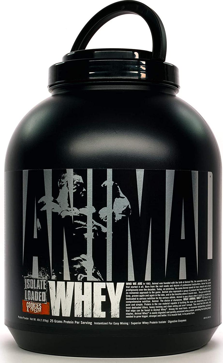 Universal Nutrition Animal Whey Isolate Loaded Whey Protein Powder Supplement, Cookies and Cream, 4 Pound