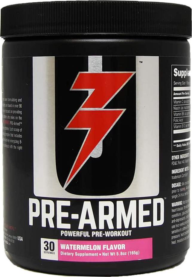 Universal Nutrition Pre-Armed Powerful Pre-Workout Powder: All in One, Energy and Focus Enhanced with B-Vitamins, Watermelon, 30 Count