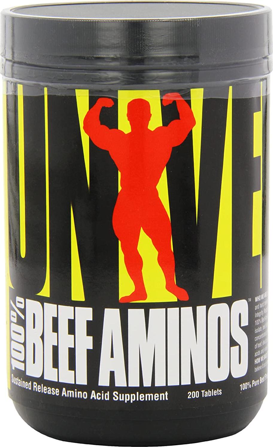 Universal Nutrition - 100% Beef Aminos -3g of Beef Protein Isolate for Recovery and Growth - 200 Tabs