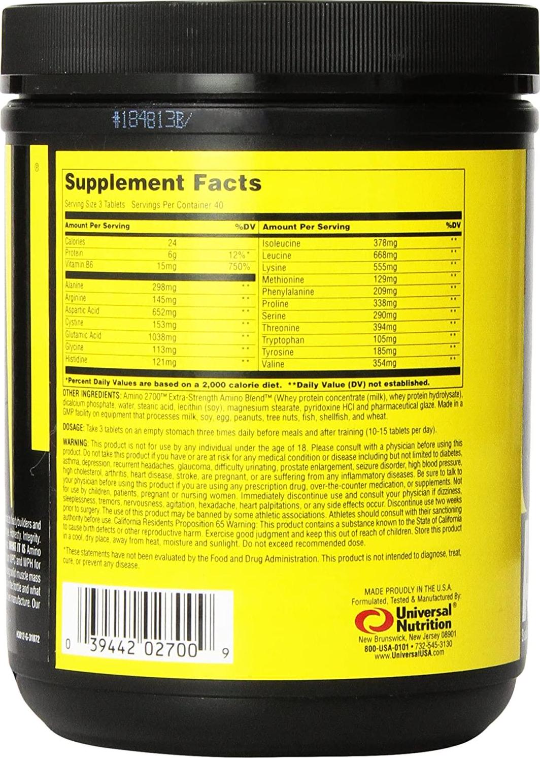 Universal Nutrition Amino 2700, 120 Tablets