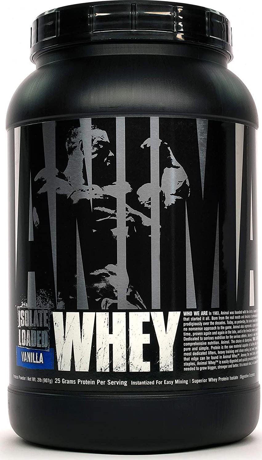 Universal Nutrition Animal Whey Isolate Loaded Whey Protein Powder Supplement, Vanilla, 2 Pound