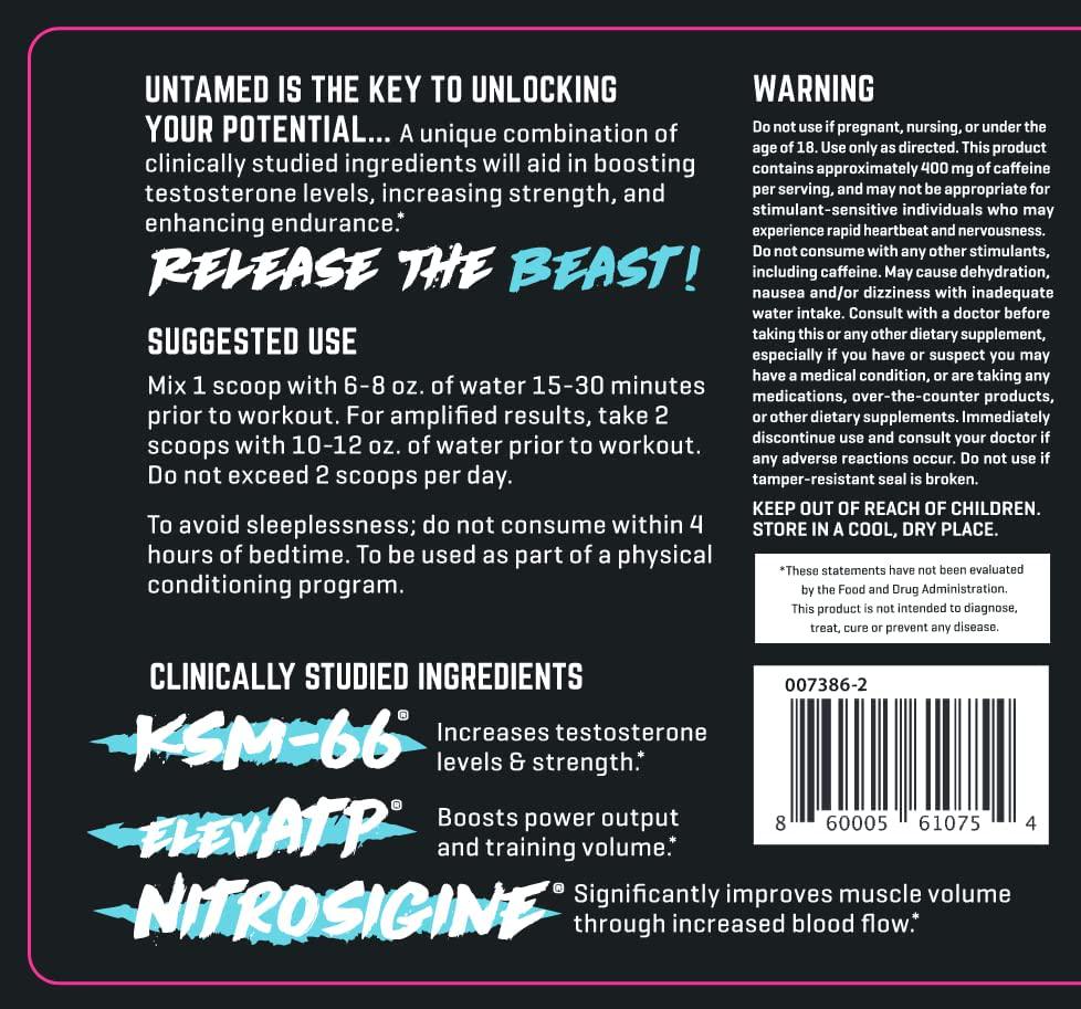 Untamed Testosterone-Boosting Pre-Workout for Men (Glacier Ice)