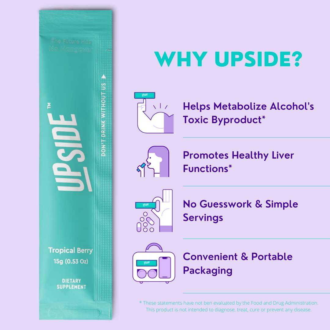 Upside Jelly - Tropical Berry Party Relief and Recovery Herbal Supplement | Liver Cleanse Detox | Party and Vacation Essentials | Before and After Alcohol Kit | Single-Serving Stick (Pack of 10)