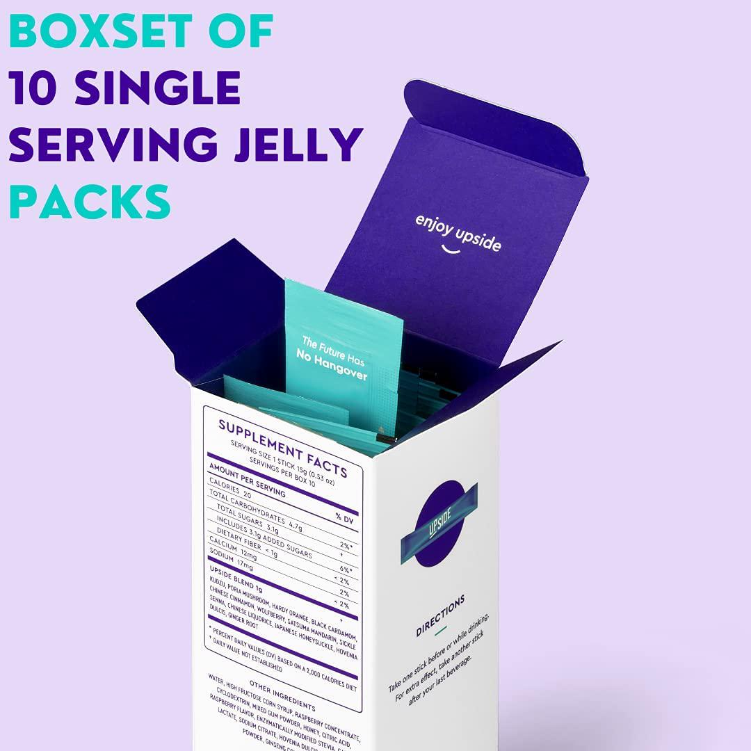 Upside Jelly - Tropical Berry Party Relief and Recovery Herbal Supplement | Liver Cleanse Detox | Party and Vacation Essentials | Before and After Alcohol Kit | Single-Serving Stick (Pack of 10)