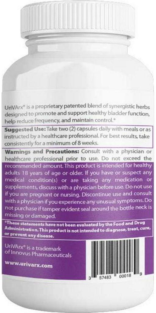 UriVArx - Clinically Proven Bladder Control - Promote and Support Healthy Bladder Function, Help Reduce Frequency and Maintain Control - 60 Capsules