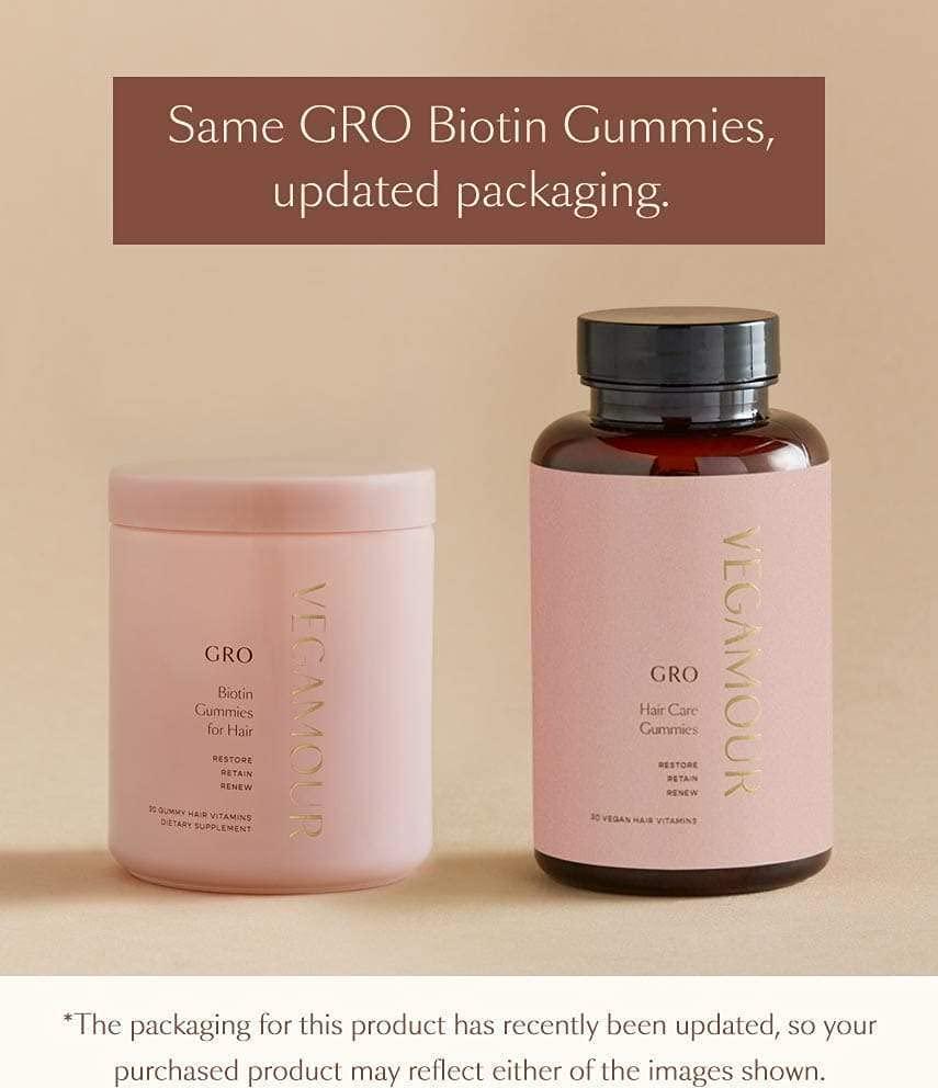 VEGAMOUR GRO Biotin Gummies for Hair Strawberry Heart, 30 Count