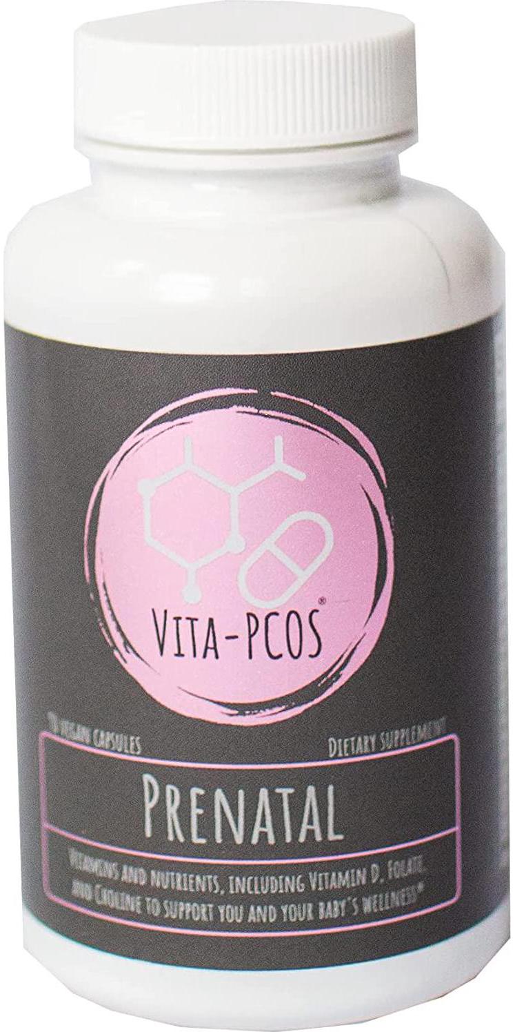 VITA-PCOS Vegan Prenatal Vitamin for Women PCOS Supplement | Natural Poly CS Support Vitamins with Folic Acid / Folate, Iron, Choline, and More | Gelatin Free | 90 Count Multivitamin Capsules