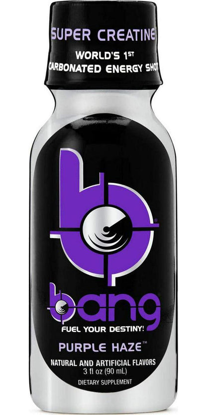 VPX, Bang Carbonated Energy Shot, Purple Haze, 3 Fl. Oz. (Case of 12)