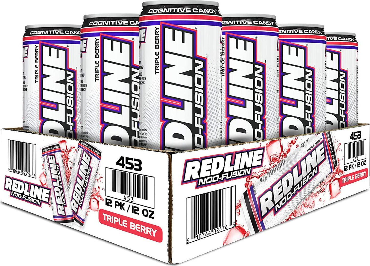 VPX Redline NOO-Fusion - Carbonated Preworkout and Cognitive Enhancing - Sports Nutrition Energy Drink with Caffeine, NOO-Fuel, Super Creatine, Amino Acids - 12 x 12 Fl Oz Cans (Triple Berry)