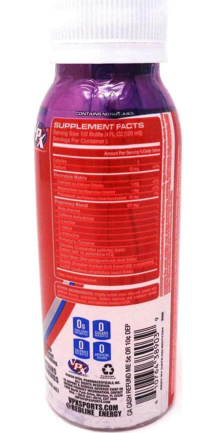 VPX Redline Xtreme Energy Drinks - Ready-to-Drink Sugar-Free Energy Beverage - Triple Berry Flavor - 8 Ounces, 24 Bottles