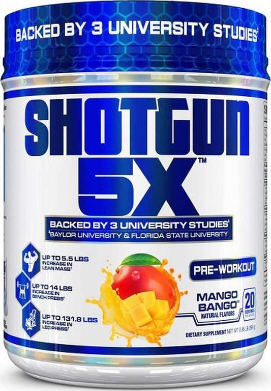 VPX Shotgun 5X Pre Workout Supplement for Men - Preworkout Energy Powder - Mango Bango Flavor- 20 Servings