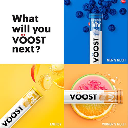 VÖOST Hydration Effervescent Vitamin Drink Tablet, Fruit Punch Flavor, Supports Healthy Hydration with Electrolytes + B Vitamins, No Sugar + Low Calorie Vitamin, 40 Count