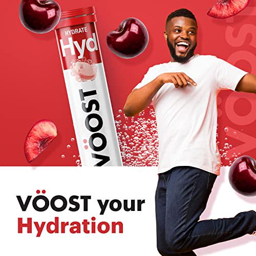 VÖOST Hydration Effervescent Vitamin Drink Tablet, Fruit Punch Flavor, Supports Healthy Hydration with Electrolytes + B Vitamins, No Sugar + Low Calorie Vitamin, 40 Count