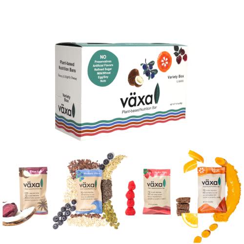 Växa Plant Based Nutrition Bar - Variety box, 12 Bars - Organic, Gluten Free, Nut Free, Vegan and Clean