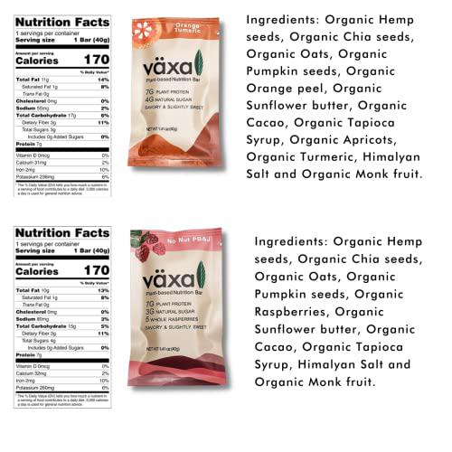 Växa Plant Based Nutrition Bar - Variety box, 12 Bars - Organic, Gluten Free, Nut Free, Vegan and Clean