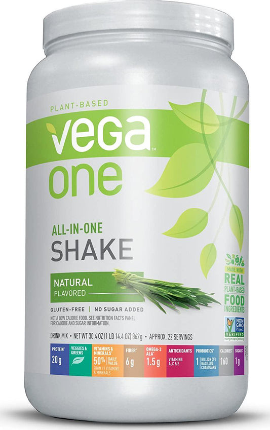 Vega One All-in-One Natural (22 Servings) - Plant Based Vegan Protein Powder, Non Dairy, Gluten Free, Non GMO, 30.4 Ounce (Pack of 1)