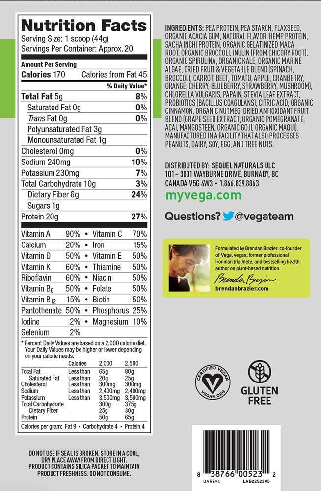 Vega One All-in-One Nutritional Shake Vanilla Chai (Tub, 30.8oz) - Plant Based Vegan Protein Powder, Non Dairy, Gluten Free, Non GMO