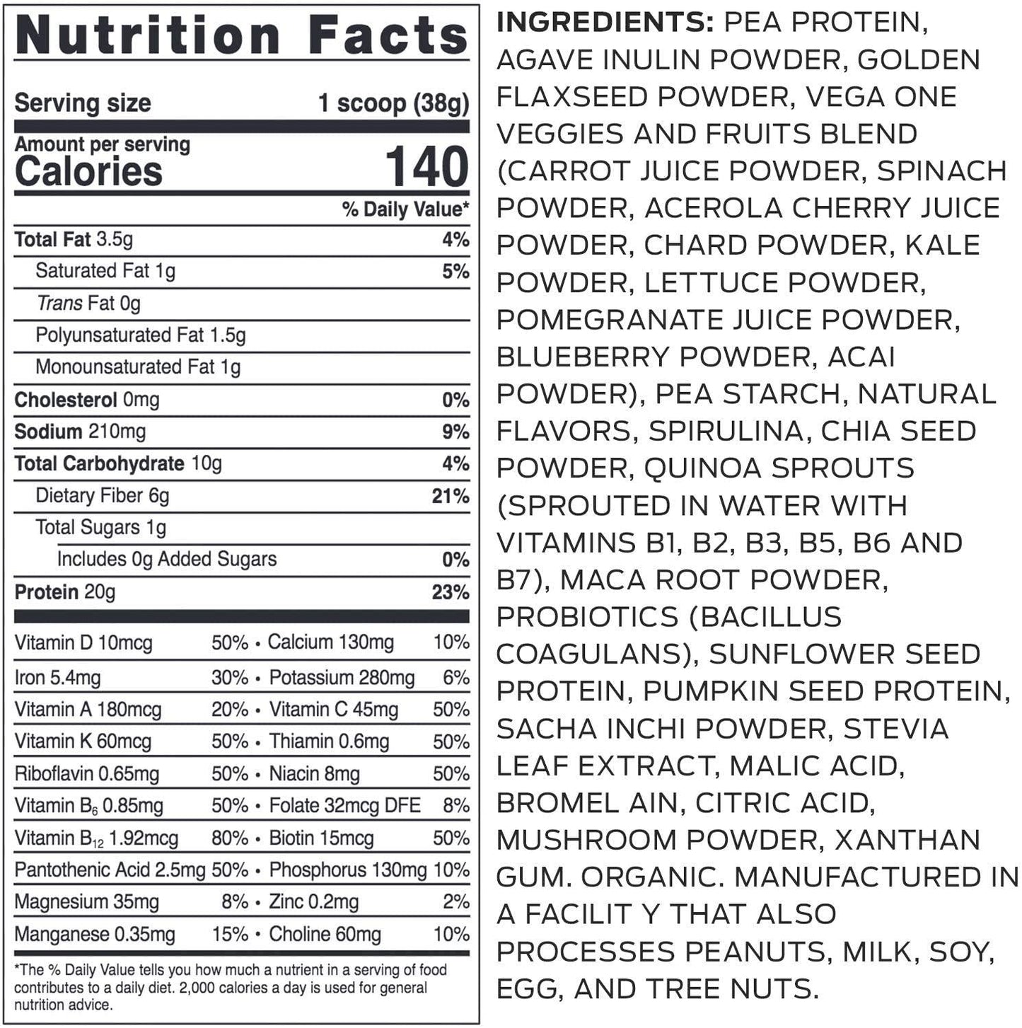 Vega One Organic All-in-One Shake Berry (9 servings, 12.1 oz) - Plant Based Vegan Protein Powder, Non Dairy, Gluten Free, Non GMO