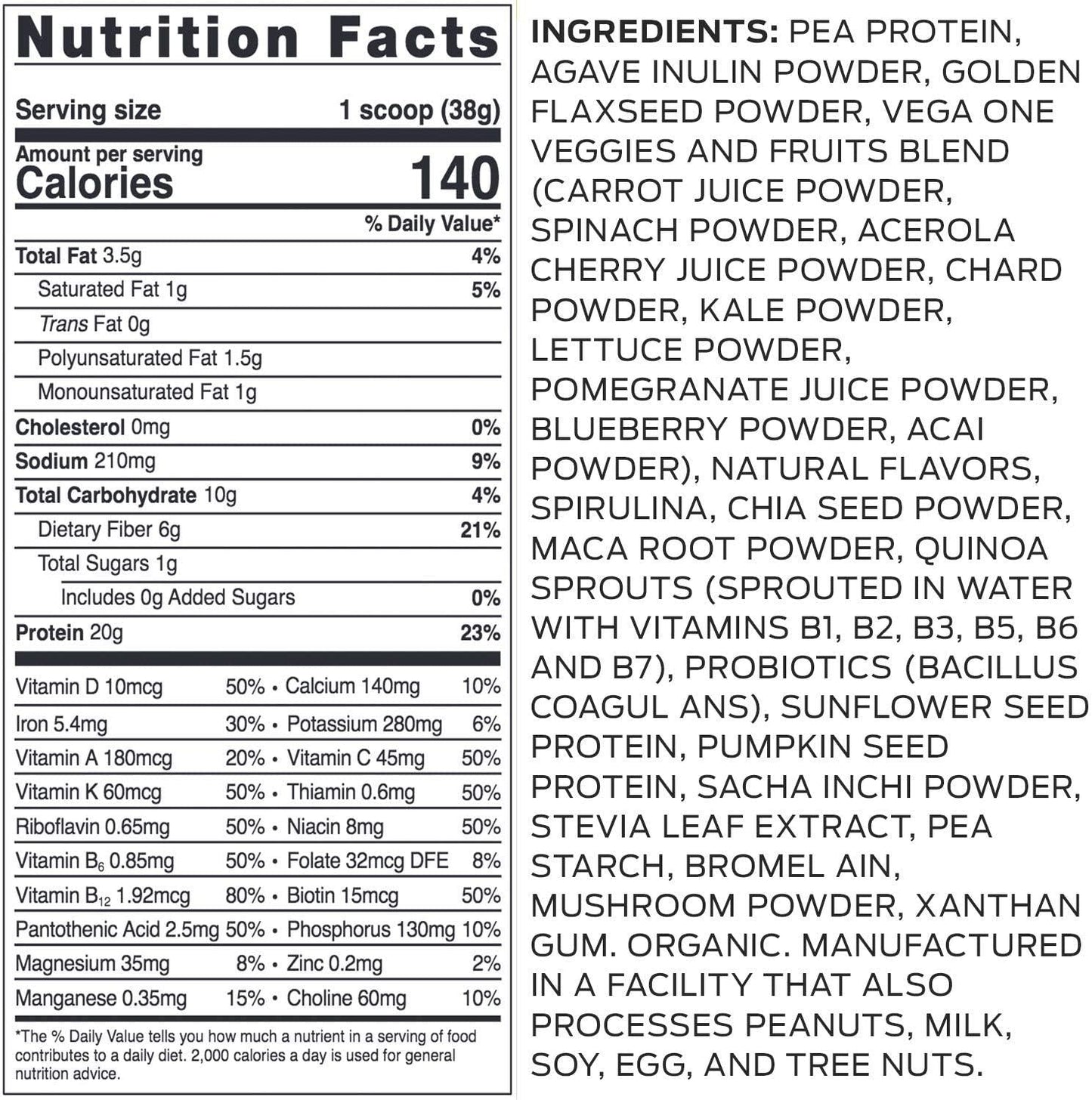 Vega One Organic All-in-One Shake French Vanilla XL (43 Servings, 58.1oz) - Plant Based Vegan Protein Powder, Non Dairy, Gluten Free, Non GMO