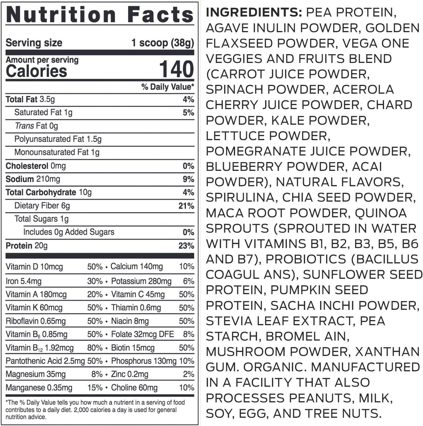 Vega Organic All-in-One Vegan Protein Powder French Vanilla (18 Servings) Superfood Ingredients, Vitamins for Immunity Support, Keto Friendly, Pea Protein for Women and Men, 1.5 lbs(Packaging May Vary)
