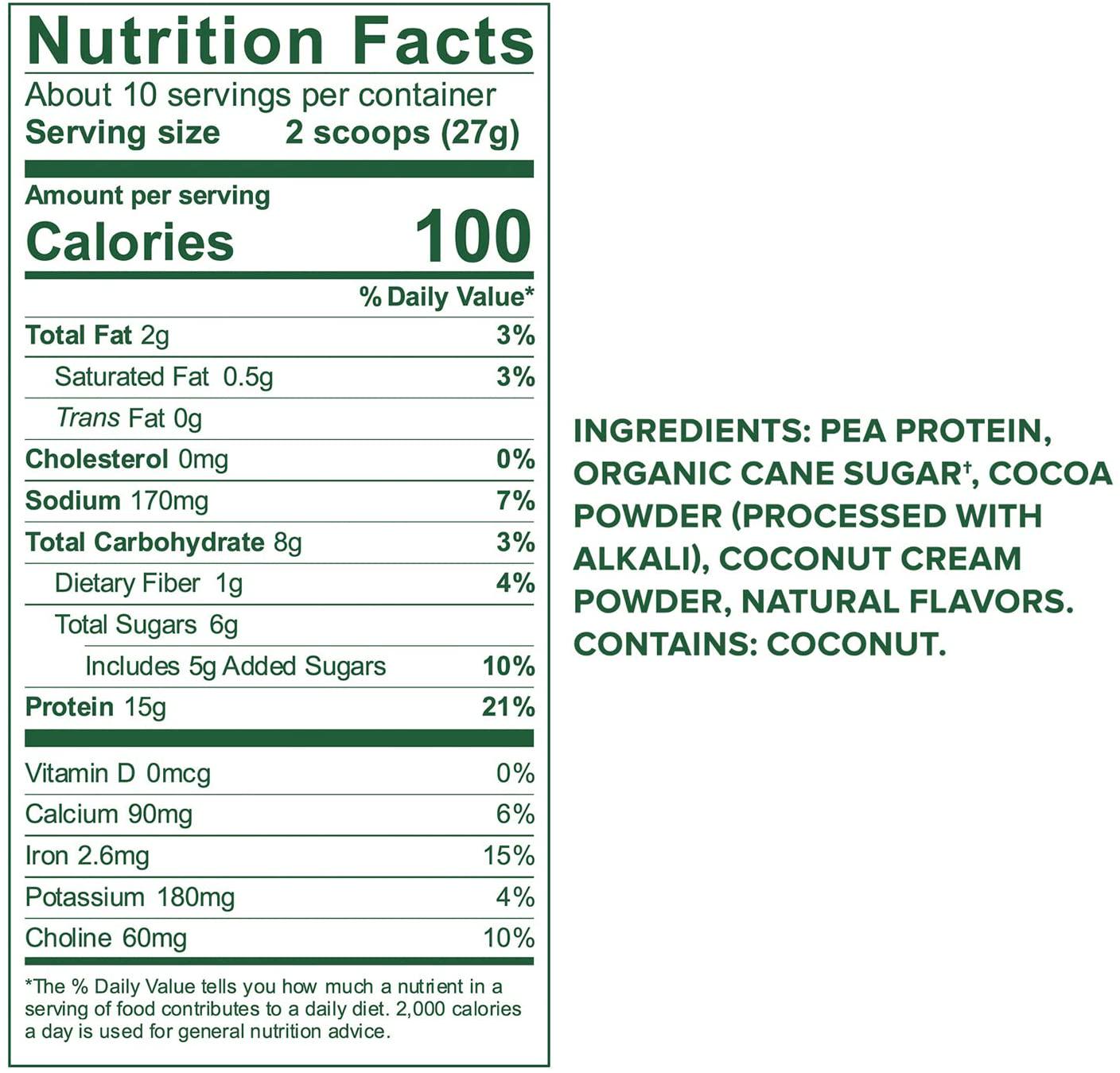 Vega Protein Made Simple, Dark Chocolate, Stevia Free Vegan Plant Based Protein Powder, Healthy, Gluten Free, Pea Protein for Women and Men, 9.6 Ounces (10 Servings) (VEG00151)