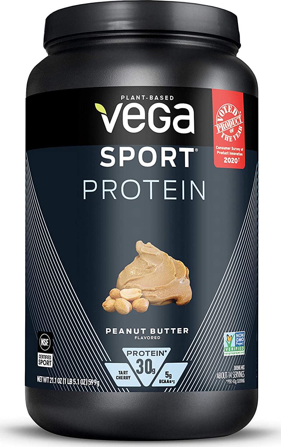 Vega Sport Protein Powder, Plant-Based Vegan Protein Powder (14 Servings) (Peanut Butter)