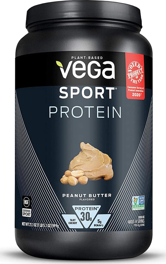 Vega Sport Protein Powder, Plant-Based Vegan Protein Powder (14 Servings) (Peanut Butter)
